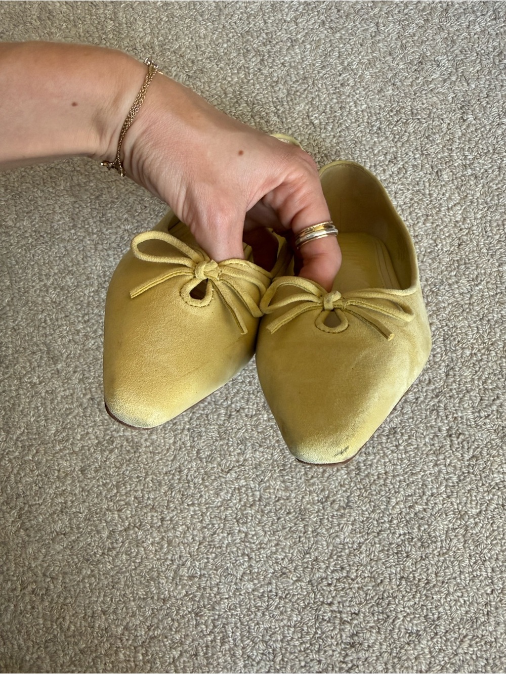 Sam Edelman Classic Pointed Toe Bow Flats - yellow - Picture 6 of 7